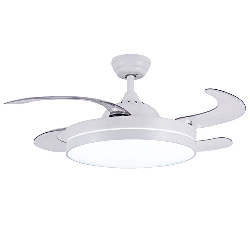 Cjoy Ceiling Fan With Light Dimmable Led Lighting And Remote Control White 42 Inch Ac 220v 50 60hz Quiet 4 Blades Made Of Abs Electronics - White 42 Inch Ceiling Fan With Light And Remote