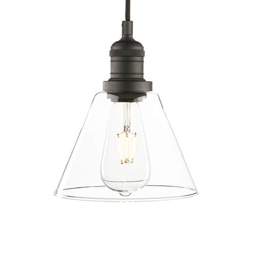 Phansthy Industrial Vintage Pendant Light Funnel Clear Glass Lamp