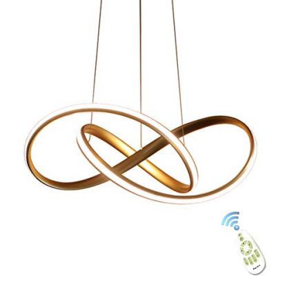AHOUDES 40W Dimmable Pendant Lights Gold Modern Acrylic Chandeliers Lighting LED Ceiling Light Fixture for Dining Room Living Room with Remote Control 50CM