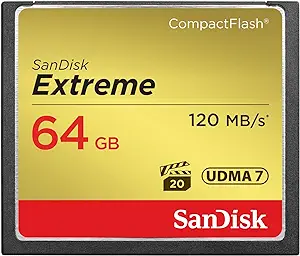 Sandisk Extreme CompactFlash (Read 120mb/s, Write 85mb/s, 64GB) (SDCFXSB-064G-G46)